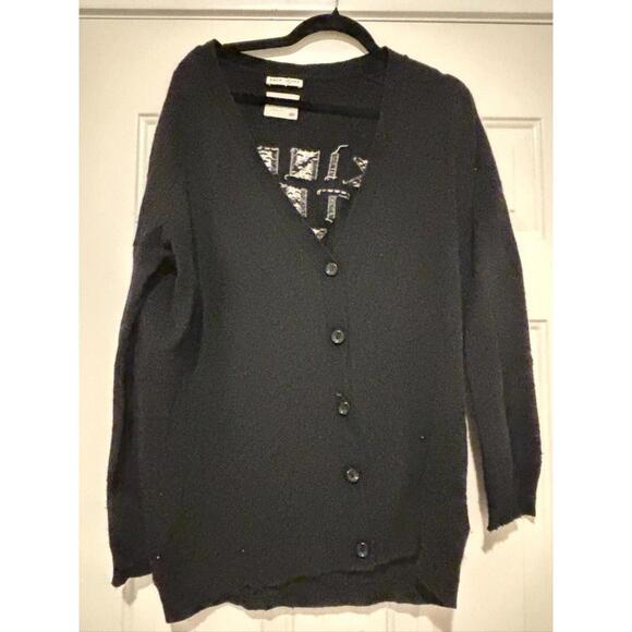 Woman's sz L Robert Montgomery Each Other black cardigan #914 RARE FIND